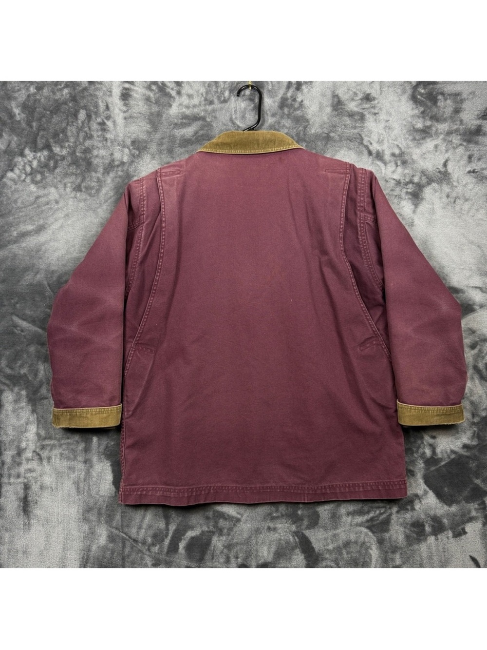 LLbean field coat barn jacket chore plum corduroy plaid lined coat burgundy - Picture 8 of 13